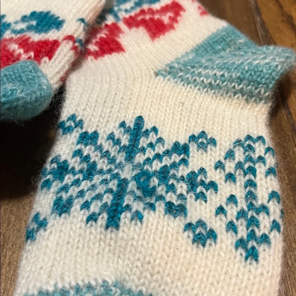 Vintage wool, hand knit Christmas socks